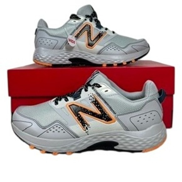 New Balance 410v8 Mens Trail Running Shoes Grey Orange Wide 4E Extra XL - Picture 1 of 8